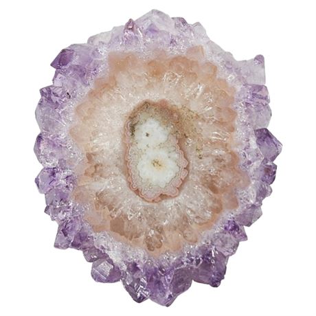 Vtg Amethyst Stalactite Slice Brooch