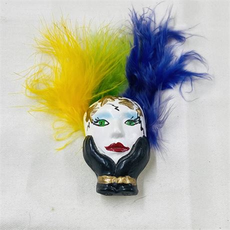 Vintage Painted Face Brooch