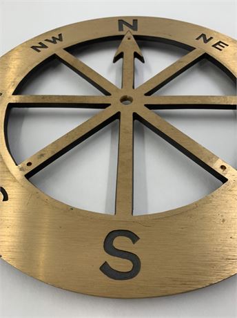 12” Solid Brass Maritime Navigational Compass Face Base