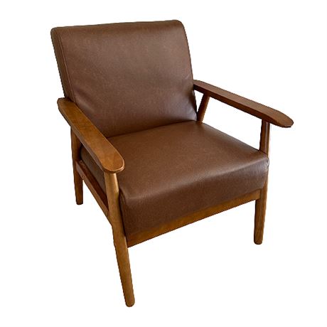 Pulaski Mid-Century Style Wood Frame Faux Leather Accent Chair