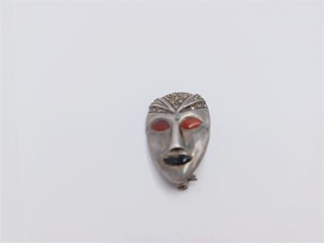 Mask Brooch Sterling Silver