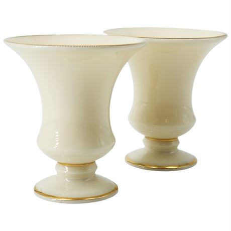 Pair Vintage LENOX Porcelain Empire Urn Cigarette Holders, Early Green Marks