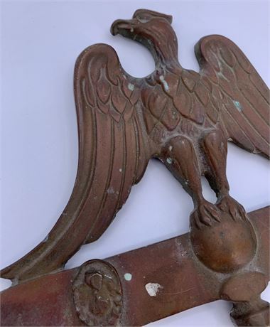 Primitive Cast Brass Winged Eagle 10 1/2” x 7” Curved Hook Rack