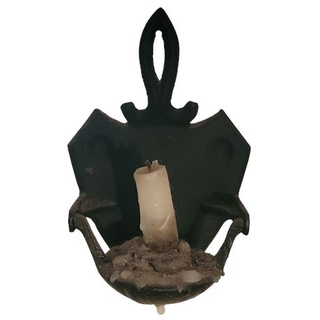Vintage Cast Iron Wall Hanging Candleholder