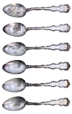 c1891 6 pc Set Webb C Ball Sterling Silver Spoons, Monogrammed CG