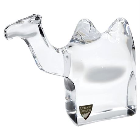 Vintage Orrefors Crystal Modernist Nativity Camel Figurine