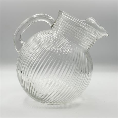 Vintage Hazel-Atlas Glass Fine Rib Tilted Ball Pitcher