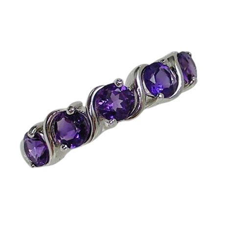 Sterling Silver Amethyst Gemstone Ring Sz 9.25 Signed UTC