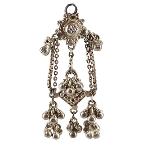 Vintage Sterling Silver Tibetan Bells Pendant