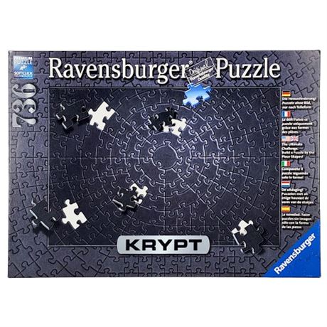 Ravensburger Puzzle "Krypt" Solid Black 736 Piece Jigsaw Puzzle