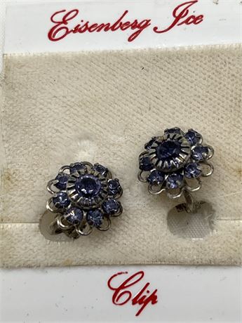 Eisenberg ice purple rhinestone/silver vintage earrings