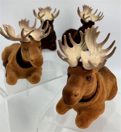 4 Velveteen Nodder Moose Collectible Figurines