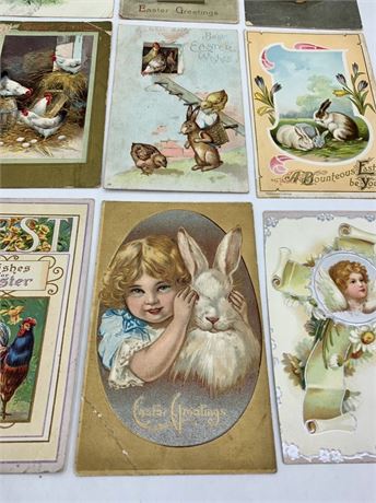 9 pc 1906-1920 Antique Easter Postcard Ephemera Correspondence Lot