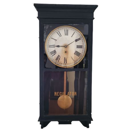Black Regulator Wall Clock Late 19th Century