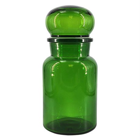 Vintage Belgian Emerald Green Glass Apothecary Bottle & Stopper