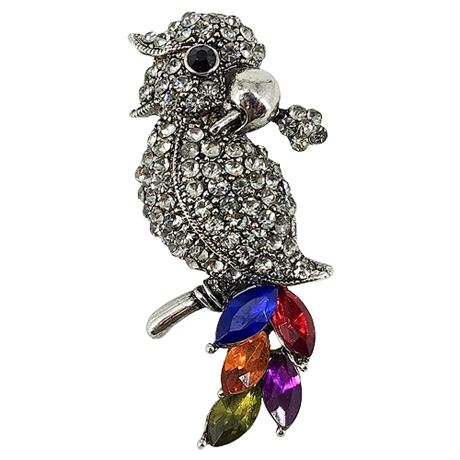Vintage Rhinestone Parrot Brooch