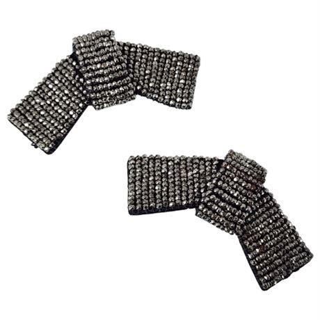 Vintage Metallic Beaded Knot Shoe Clips
