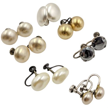 Lot of 7 Sterling Back Screw Back Earrings