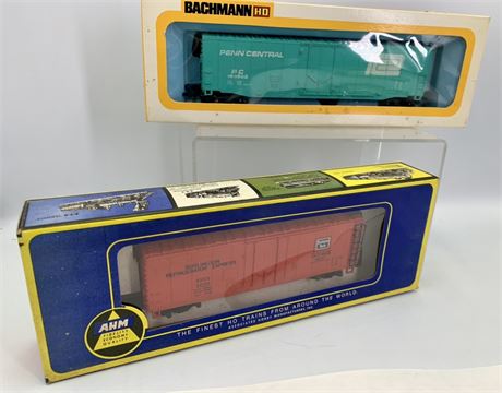 2 NOS AHM & Bachman Railroad HO Scale Train Cars in the Box