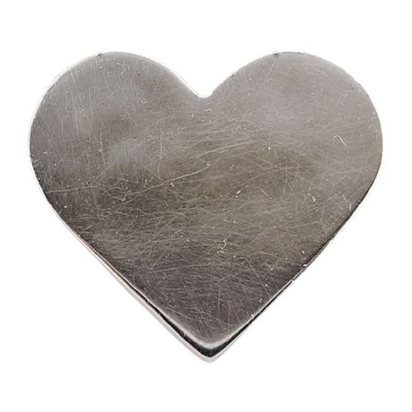 Vintage Mexico Sterling Silver Flat Hollow Heart Brooch