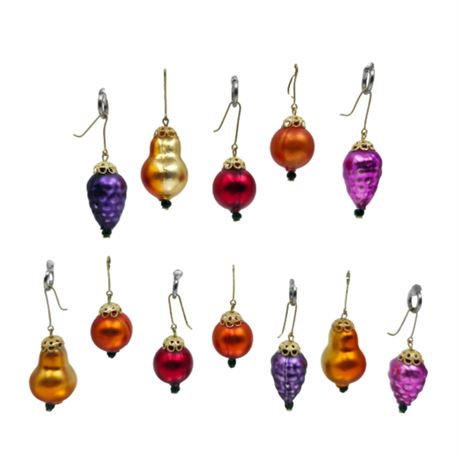 Set of 12 Mini Glass Fruit Ornaments