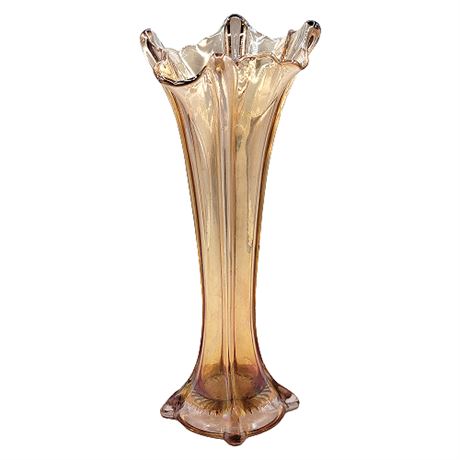Millersburg Marigold Carnival Four Pillars Swung Glass Vase