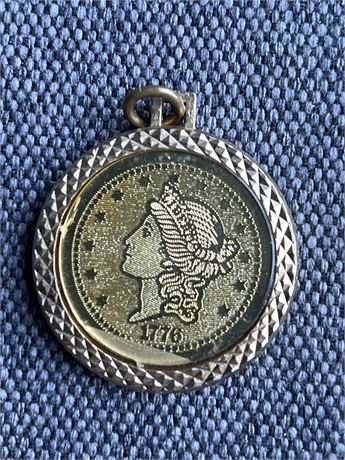 Mason, eastern star, gold tone, relic pendant