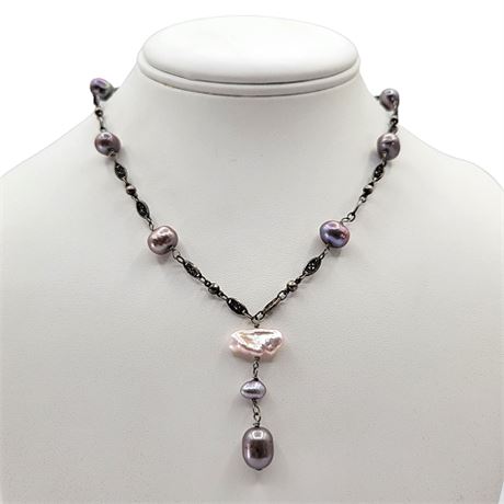 Lavender Freshwater Pearl Y-Drop Necklace