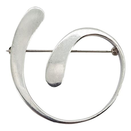 Vtg Sterling Silver Swirl Brooch