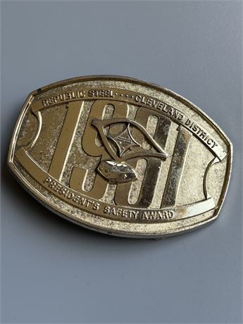 1981 presidents, safety award republic steel belt buckle