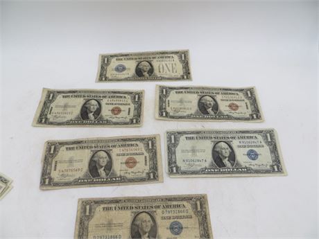 1928 A, 1935 A Hawaii & 1935 A & B $1 Silver Certificates