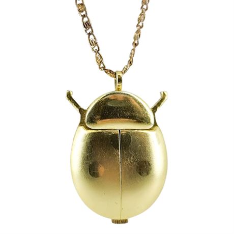 Vintage NELSON Ladies' Ladybug Pinch-Open Pendant Necklace Watch