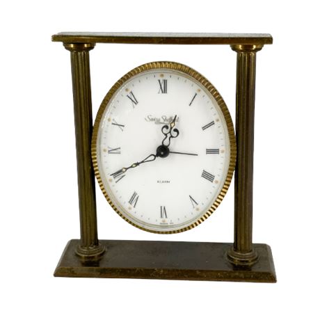 Swiza Sheffield Brass Desk Clock w Alarm