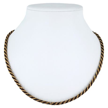 Signed Vintage TRIFARI Gold Tone & Black Rope Twist Necklace