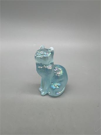 Mosser Blue Opalescent Carnival Sitting Cat