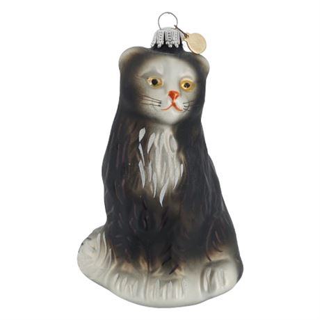 Krebs Glass Germany Fine Blown Glass Tuxedo Kitty Ornament