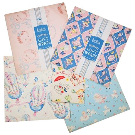 Vintage BenMont Mastercraft Assorted Baby Wrapping Paper