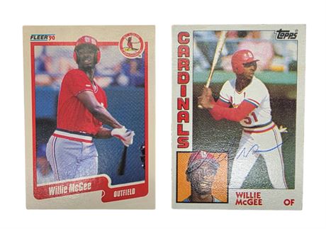 Hand Signed Autograph Willie McGee Baseball Cards