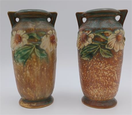Roseville Dahlrose set vases