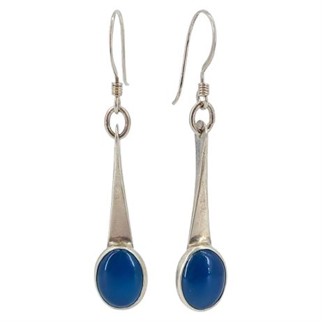 Vintage Sterling Silver & Blue Agate Earrings