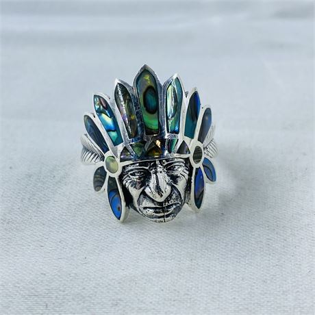 Navajo Chief Head Sterling Ring Size 9