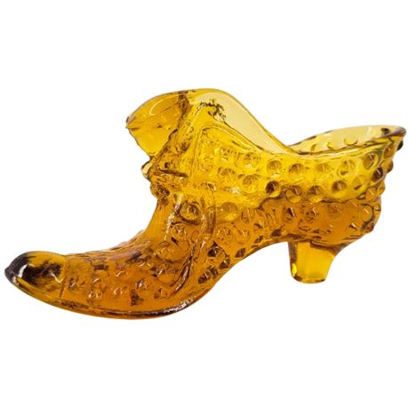 Vintage Fenton Amber Art Glass Shoe