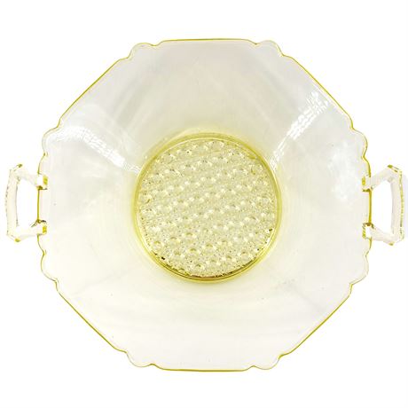 Antique Lancaster Depression Canary Glass Bowl with Handles
