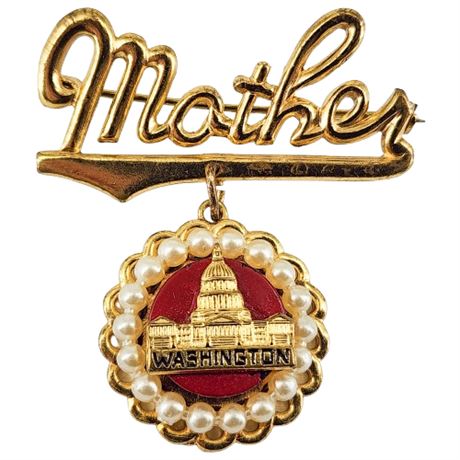 Vintage Washington DC Souvenir Mother Brooch