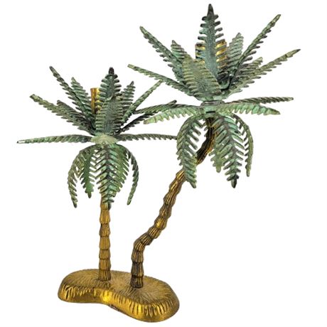 TJ Maxx Brass Palm Tree Candlesticks