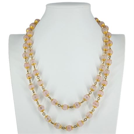Vintage Pink Italian Glass Beaded Necklace
