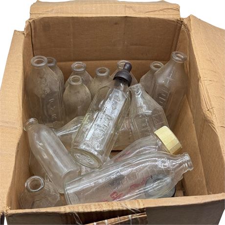 Box of Glass Baby Bottles
