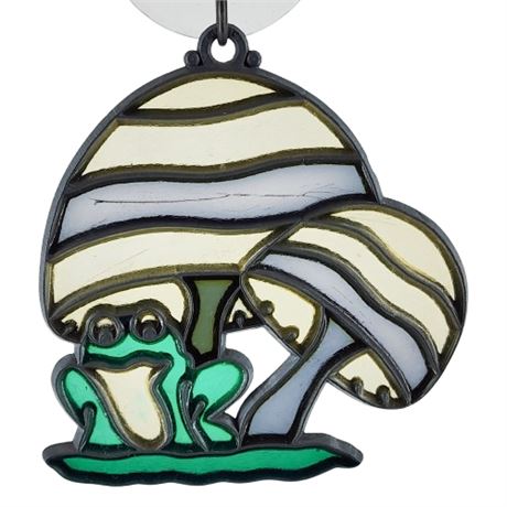 Vintage Makit & Bakit Style Mushrooms & Frog Suncatcher