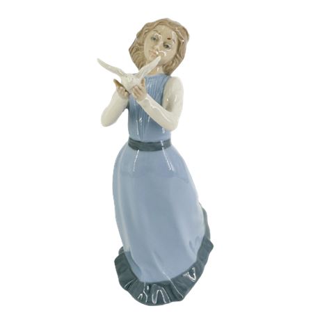 Nadal Spanish Porcelain "Girl with Dove" Figurine