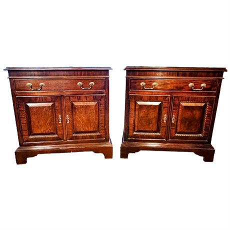 Pair of Century Furniture "Claridge Collection" Mahogany Bedside Tables